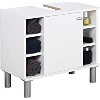 RICOO WM100-W-W Mueble baño bajo Lavabo 60x54x32cm Armario Auxiliar pequeño Estantería Debajo lavamanos Toallero…